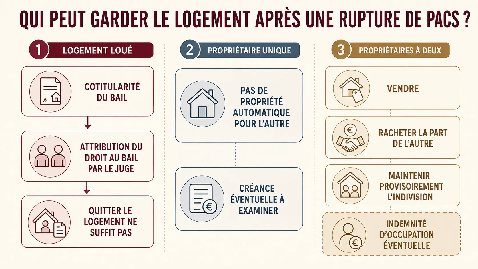 Solutions relatives au logement loué ou détenu après une rupture de PACS.