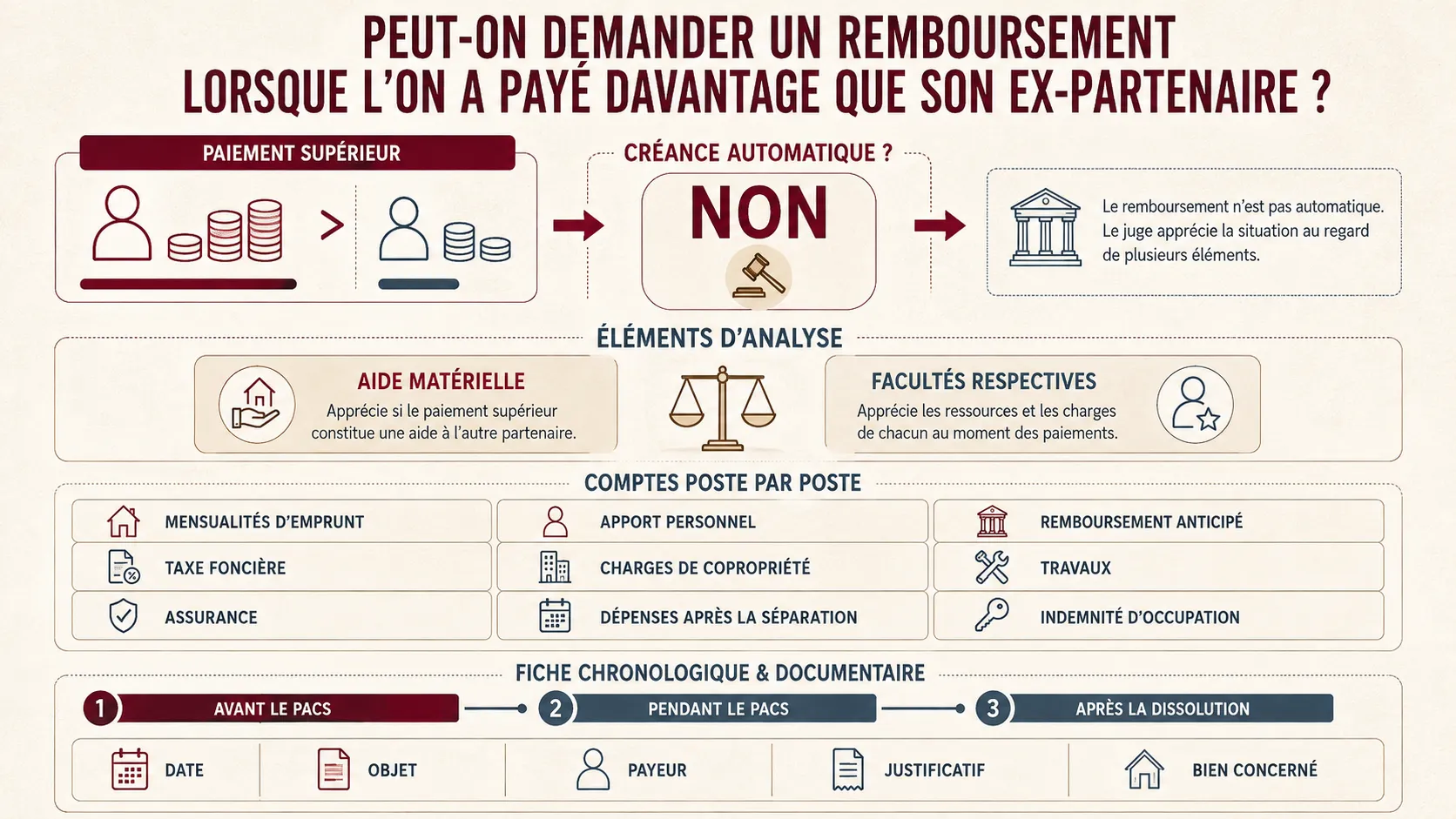 Analyse des créances lorsqu’un partenaire a payé davantage pendant le PACS.