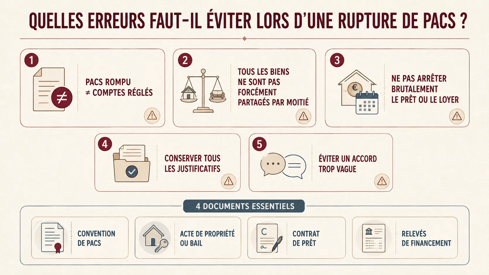 Principales erreurs et documents essentiels lors d’une rupture de PACS.